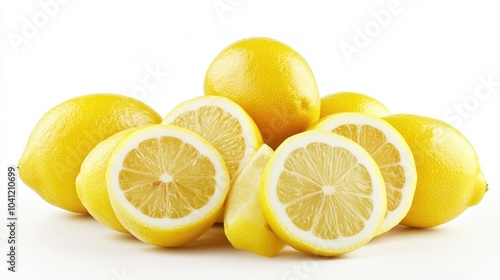 Assorted fresh lemons displayed against a white background