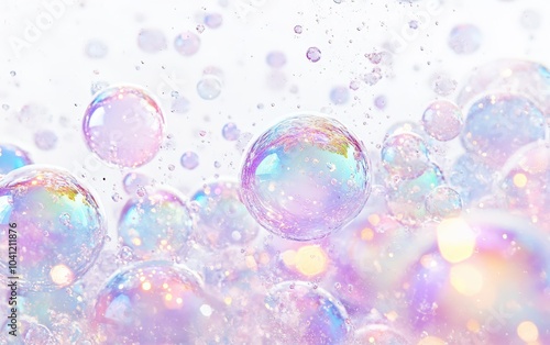 Wallpaper Mural Floating bubbles of colored soap, catching the light and reflecting subtle iridescent hues, drifting upward in random patterns and adding a soft, playful touch.  Torontodigital.ca