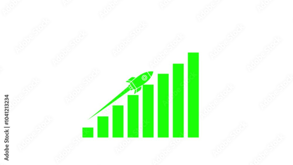 Arrow Rising On Graph With Rocket Sale Symbols. Abstract business growth and graph chart icon animation Arrow Rising On Graph With Rocket Sale Symbols. Abstract business growth and graph chart icon animation