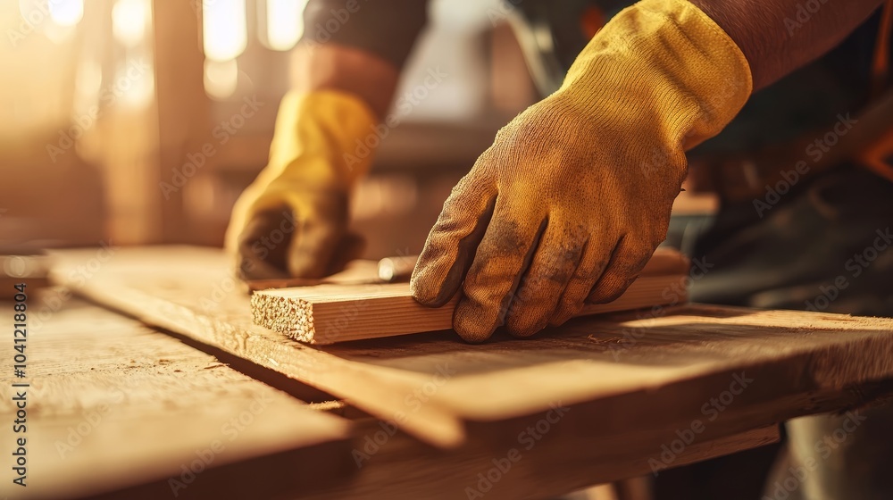 Carpenter s Hands Working with Wood in Workshop Carpenter s Hands Working with Wood in Workshop