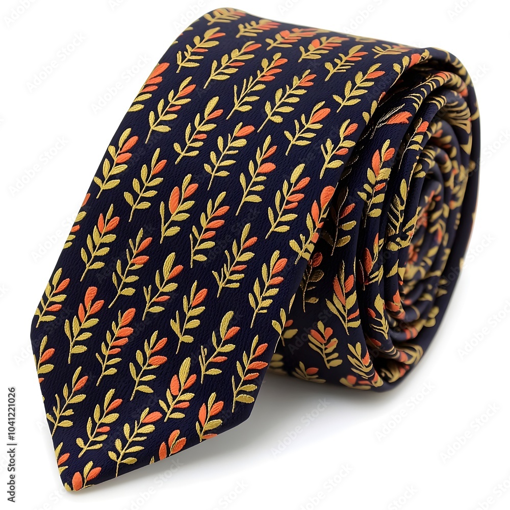 Stylish navy tie with leaf pattern design Stylish navy tie with leaf pattern design