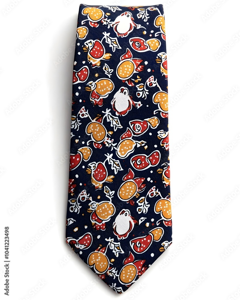 Colorful fruit-patterned tie on a dark background Colorful fruit-patterned tie on a dark background