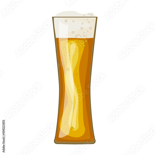 Beer glass filled to the brim with a golden amber brew. Beer mug with foam. Vector designs for use in banner,poster,card,invitation. Oktoberfest