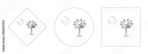 south carolina flag outline set. vector illustration isolated on white background