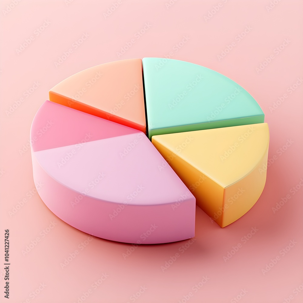 Obraz premium Colorful 3D Pie Chart on Pink Background