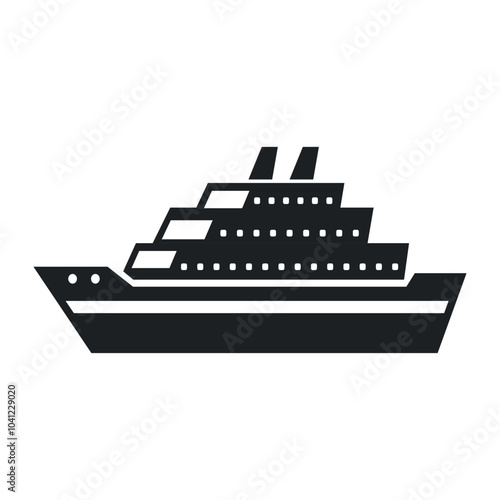 Stylized liner ship icon representing travel and leisure on a clear backdrop perfect for maritime themes and nautical designs