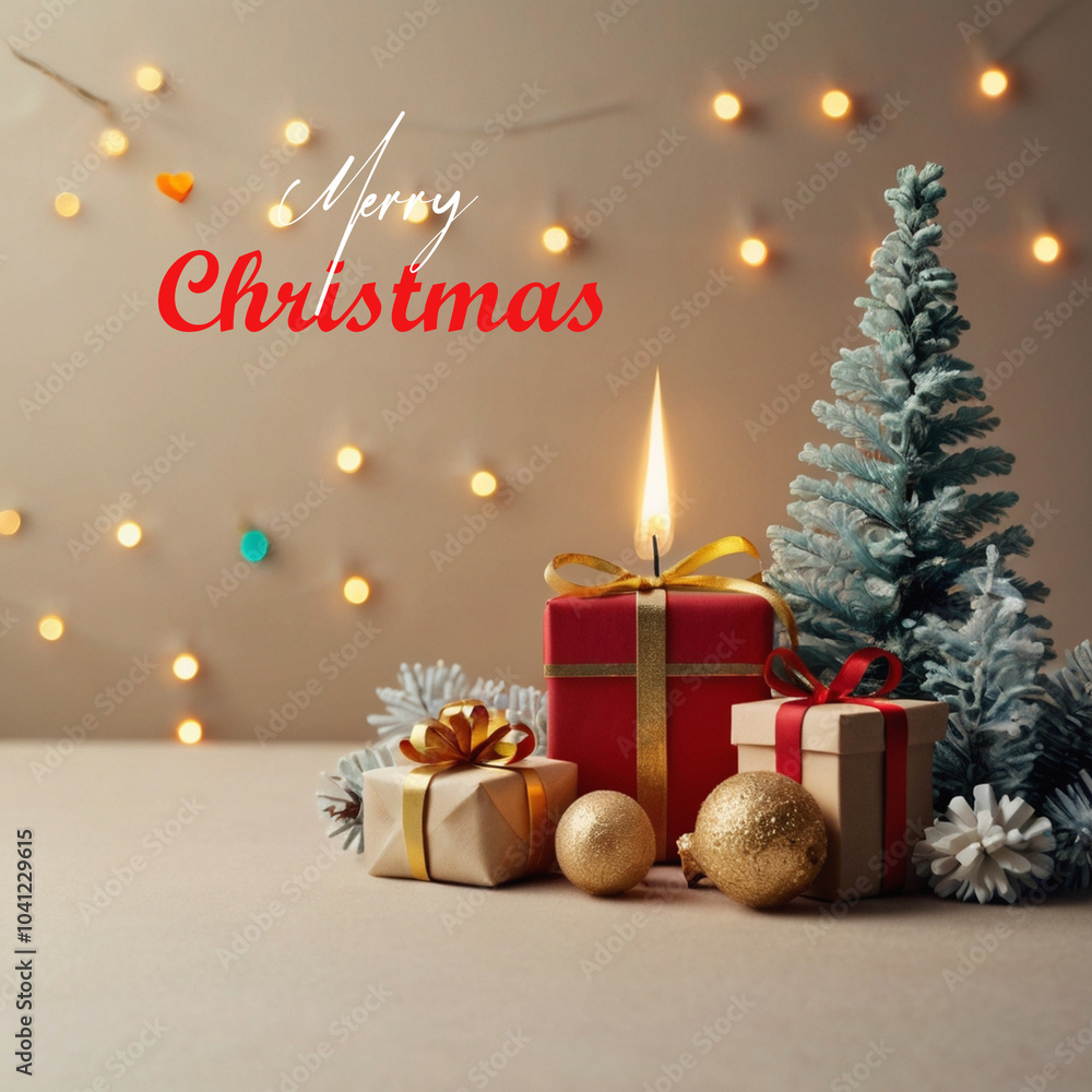 Obraz premium Merry christmas realistic banner design