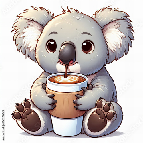 Koala with coffee Latte photo