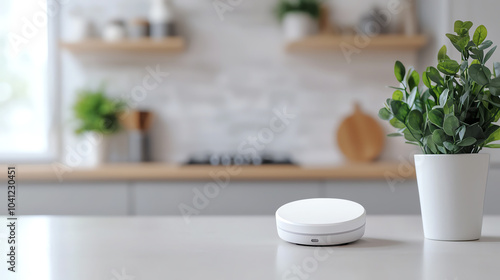 Wallpaper Mural Modern kitchen aesthetics a sleek smart device and greenery on a minimalist countertop Torontodigital.ca