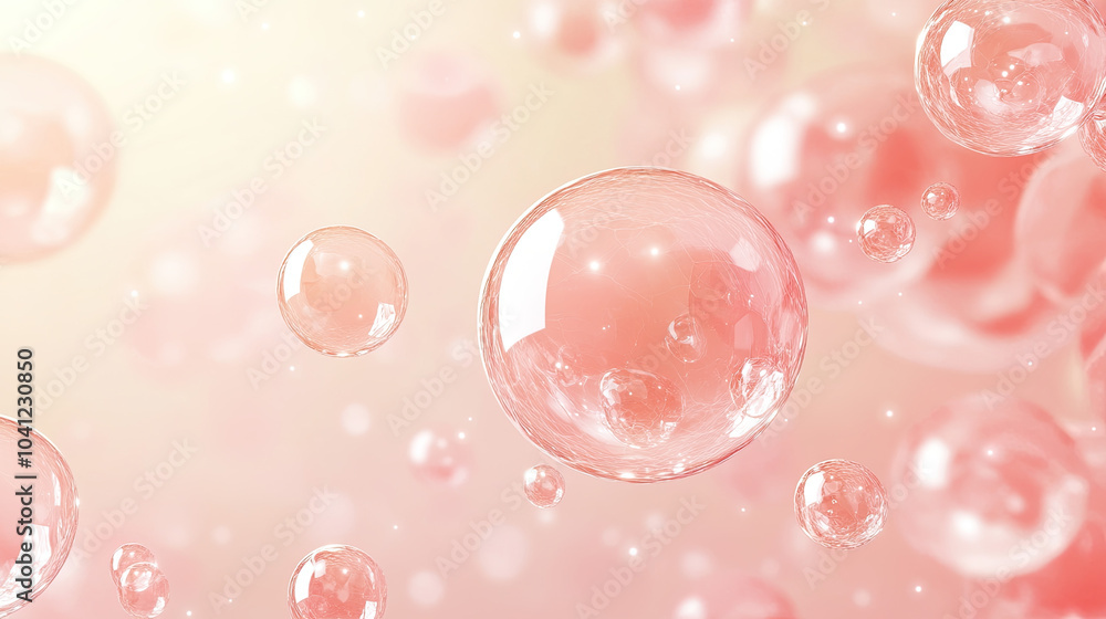 Pink Collagen bubbles Drops pink serum cream lotion drop into skin cells bubbles texture background Pink Collagen bubbles Drops pink serum cream lotion drop into skin cells bubbles texture background