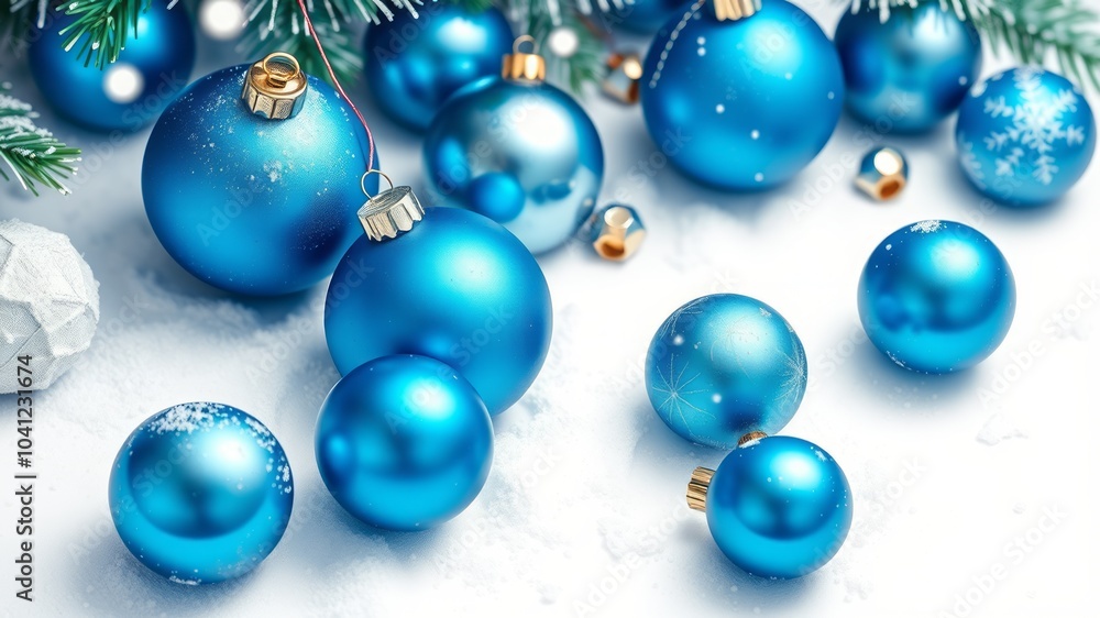 Blue Christmas Balls on Gift Bows – Low Light Photography for Festive Decor Blue Christmas Balls on Gift Bows – Low Light Photography for Festive Decor