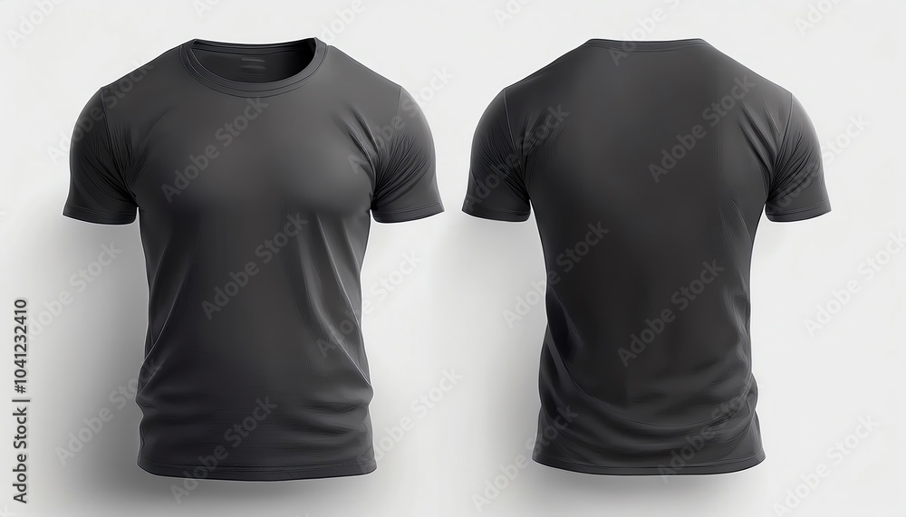 A plain gray t-shirt displayed from both front and back views, highlighting its simple design and casual style. A plain gray t-shirt displayed from both front and back views, highlighting its simple design and casual style.