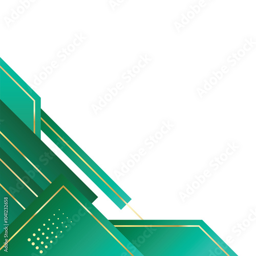 Gold and green geometric corner border decorative frame luxury for business border, presentation, certificate design
