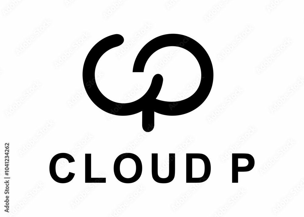 Fototapeta premium letter cloud p logo, design, vector, illustration, creative icon, template