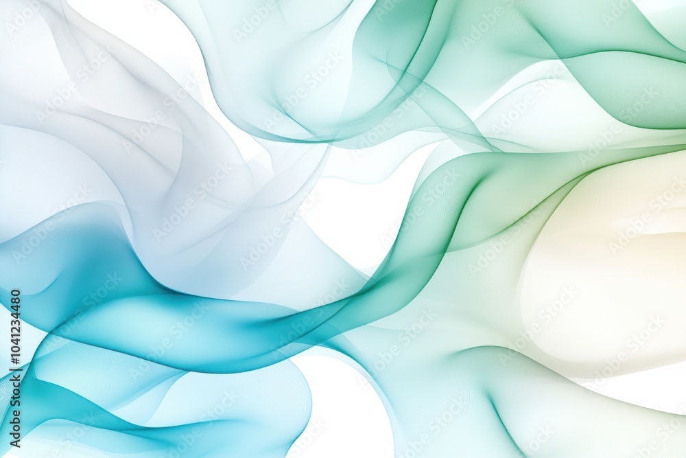 Abstract composition of flowing fabric in soft shades of blue, green, and white, creating a serene and elegant background. Abstract composition of flowing fabric in soft shades of blue, green, and white, creating a serene and elegant background.