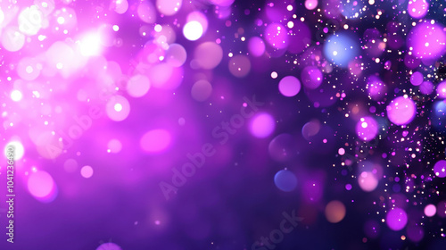 Vibrant purple bokeh lights create dreamy and enchanting atmosphere, perfect for backgrounds or festive occasions. soft glow and blurred effect evoke sense of wonder and celebration