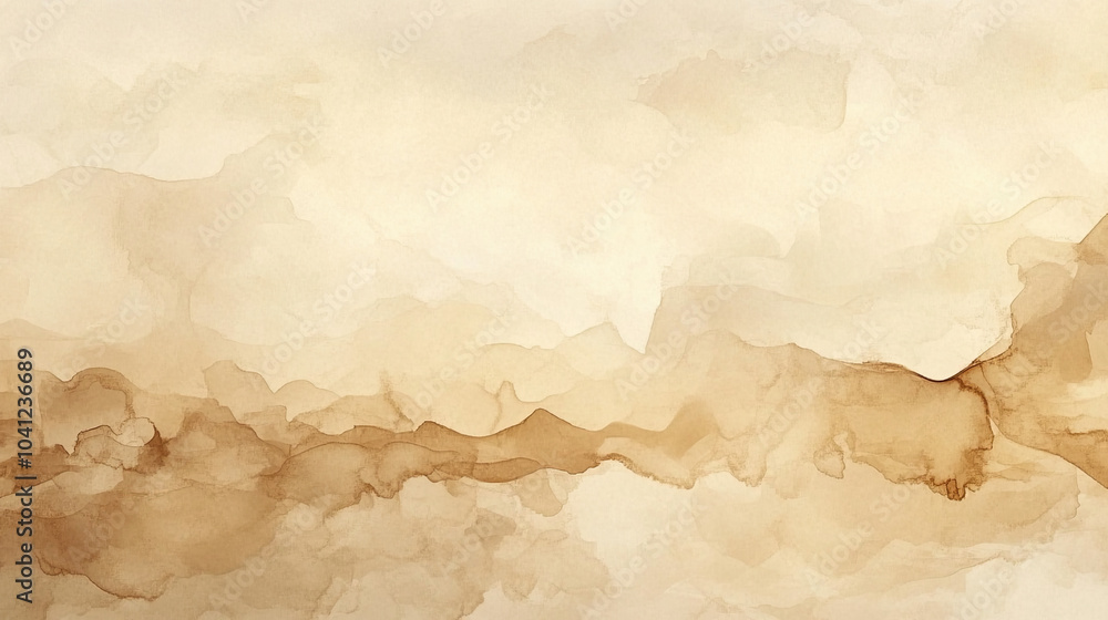 Watercolor abstract beige texture.painting background on white paper background. Dry and wet brush stroke effects Watercolor abstract beige texture.painting background on white paper background. Dry and wet brush stroke effects