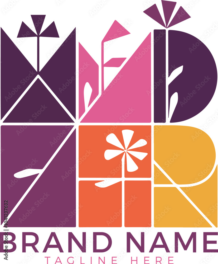 Fototapeta premium Illustration of wildflower concept fashion logo design template.Generative AI.