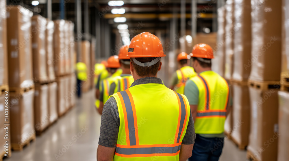 Morning Safety Briefing in Warehouse Setting Morning Safety Briefing in Warehouse Setting