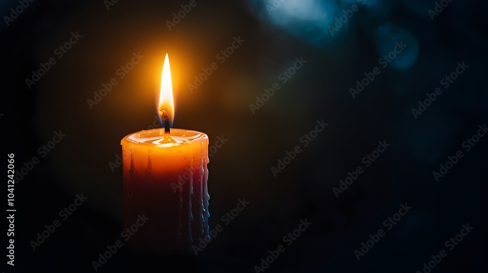 Solitary Candle Flame Casting Warm Glow in Darkness Symbol of Hope and Light Solitary Candle Flame Casting Warm Glow in Darkness Symbol of Hope and Light