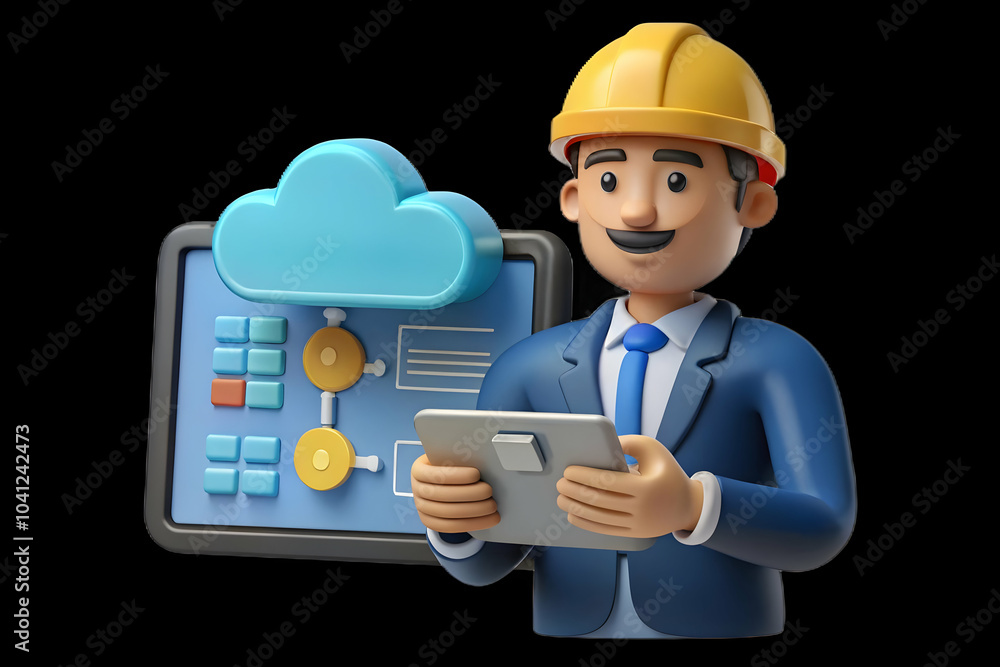 Engineer Monitoring Cloud Network on Tablet - Macro Shot of Real Time Cloud Management and Control, Ample Copy Space for Your Project - Innovative Photo Stock Concept Engineer Monitoring Cloud Network on Tablet - Macro Shot of Real Time Cloud Management and Control, Ample Copy Space for Your Project - Innovative Photo Stock Concept