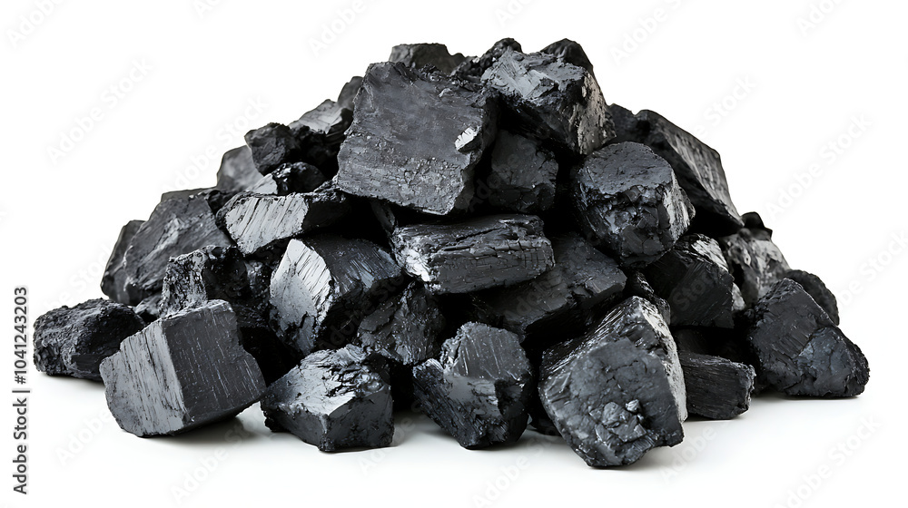 Pile of black coal isolated on white background Pile of black coal isolated on white background