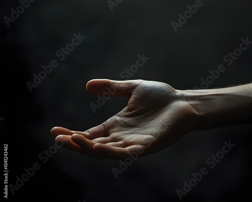 Outstretched Hand Reaching from Darkness Symbolic and Hope Concept