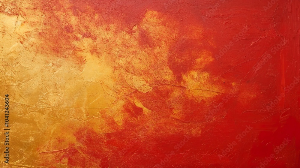 Chinese Abstract gold ink in red paper texture fat paint on surface background Flat lay top view copy space Chinese Abstract gold ink in red paper texture fat paint on surface background Flat lay top view copy space