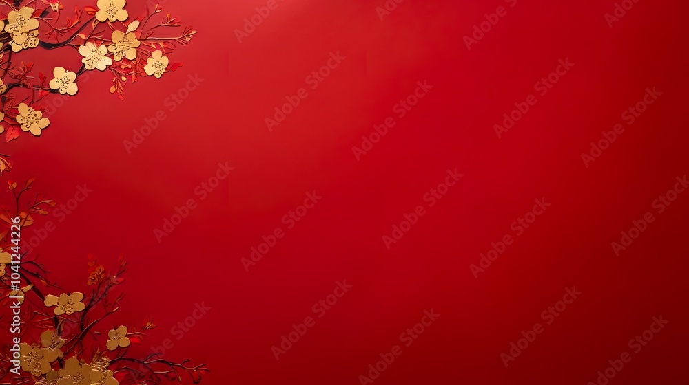 chinese gold ink in red paper background Flat lay top view copy space chinese gold ink in red paper background Flat lay top view copy space