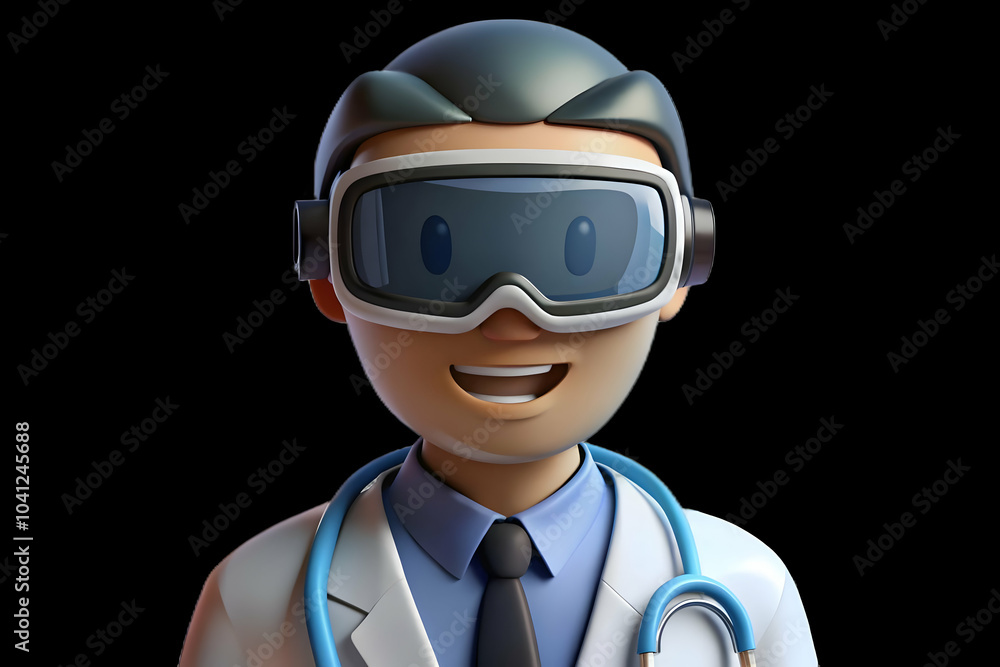 Close Up Virtual Reality Headset Doctor Face Macro Shot VR Medical Training Patient Care Ample Copy Space Image Stock Photo Concept Close Up Virtual Reality Headset Doctor Face Macro Shot VR Medical Training Patient Care Ample Copy Space Image Stock Photo Concept