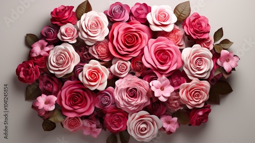 Full background of roses Valentines day festive red and pink rose background