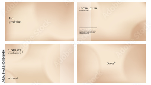 Neutral tan background. Luxury beige color gradation bg. Brown nude gradient cover with modern bubble texture. Abstract skin smooth blur delicate wallpaper isolated set for fashion or cosmetic banner.