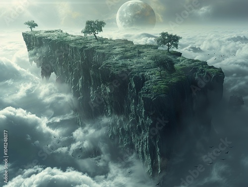 Floating Island in the Clouds: A Surreal Landscape