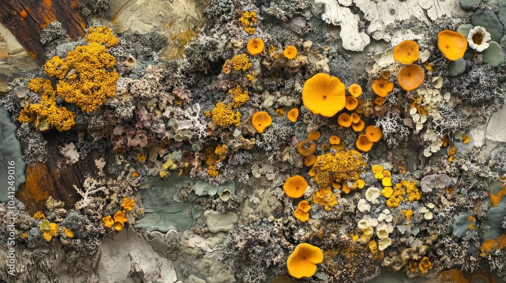 Lichen and Fungi Growth on a Tree Bark Lichen and Fungi Growth on a Tree Bark
