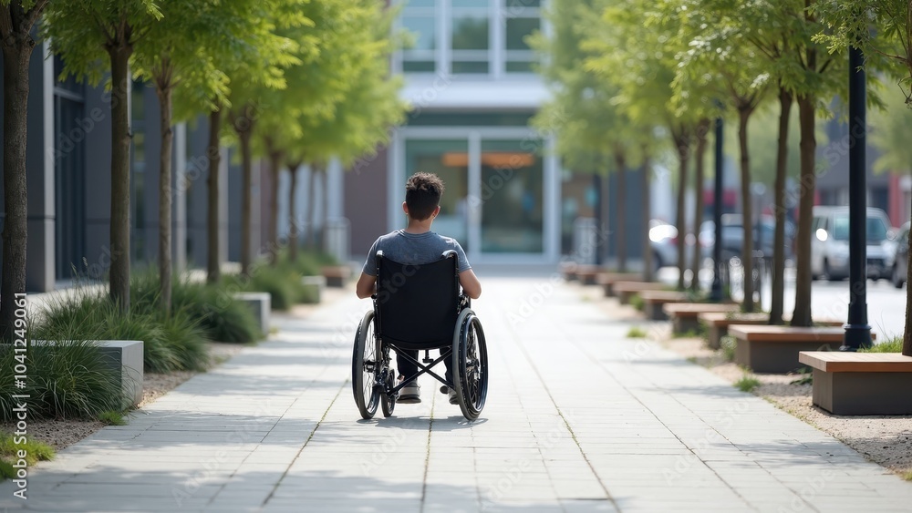Naklejka premium Accessible City Walkway for Wheelchair Users
