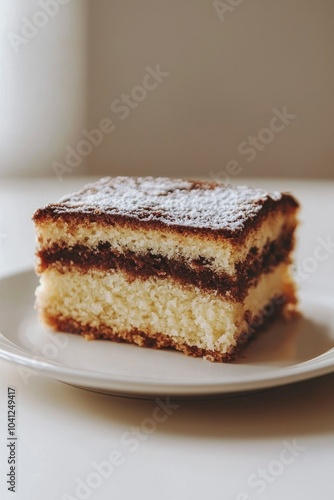 Wallpaper Mural A Slice of Layered Cake with Powdered Sugar and Filling Torontodigital.ca