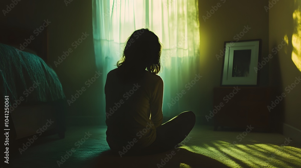 Depressed woman awake in the night. Depressed woman awake in the night.