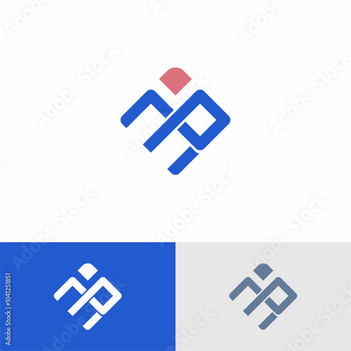 Letter MP with Diamond Shape Logo Design Vector