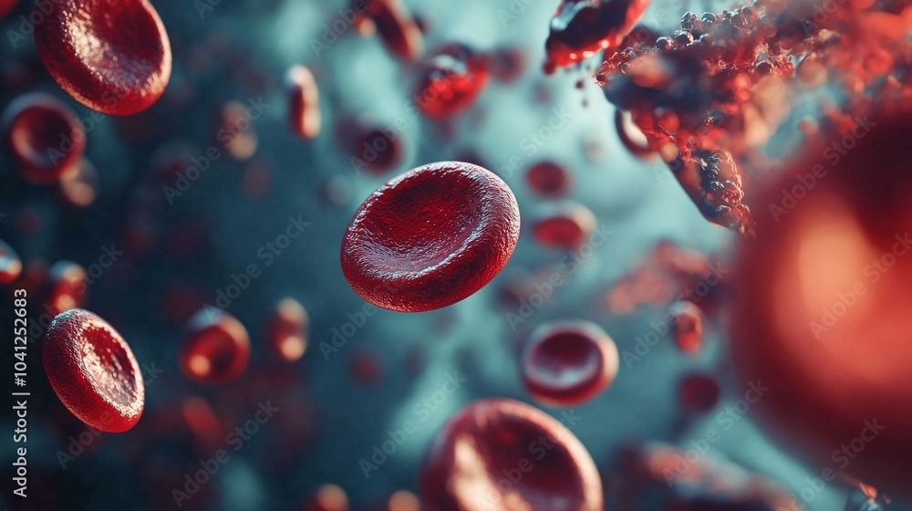 Fototapeta premium Blood cells and red blood cells. medical illustration. The concept of blood laboratory testing.