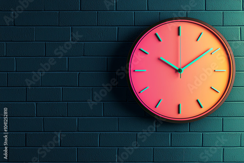 Wallpaper Mural A vibrant neon clock against a dark brick wall capturing the essence of time in modern decor Torontodigital.ca