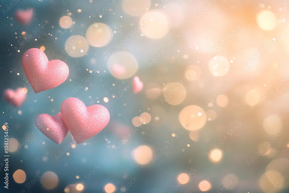 Romantic Pink Hearts Scattered in a Soft and Elegant Scene Romantic Pink Hearts Scattered in a Soft and Elegant Scene