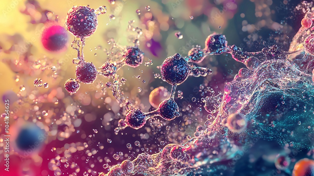Microscopic View of Vibrant Molecular Particles Microscopic View of Vibrant Molecular Particles