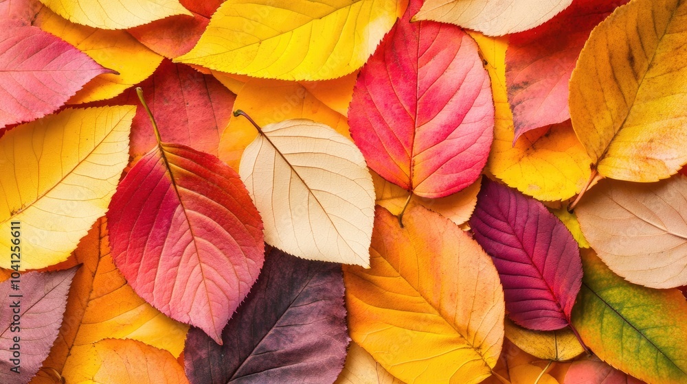 Fototapeta premium Vibrant Autumn Leaves in Overhead Shot