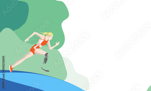 Female Disabled Athlete Running with a Prosthetic Leg