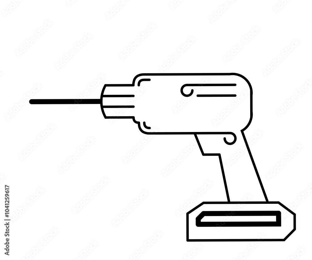 An illustration of an electric drill with a battery isolated on a white background An illustration of an electric drill with a battery isolated on a white background
