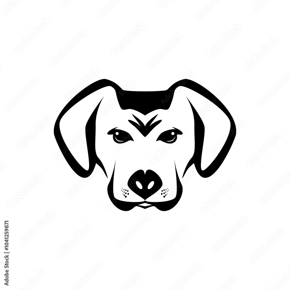 Dog head silhouette vector with white background. Dog head silhouette vector with white background.