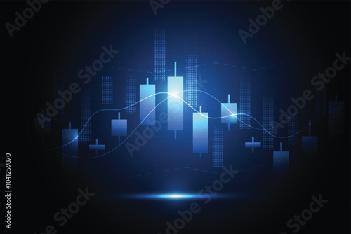 Business candle stick graph chart of stock market investment trading on white background design. Bullish point, Trend of graph. Vector illustration