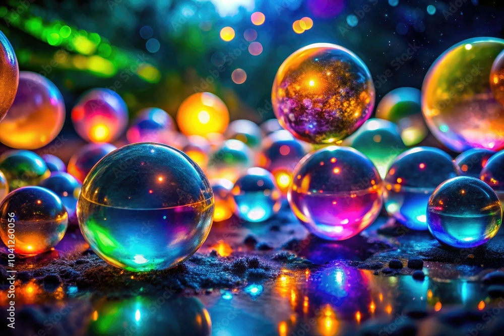 Ethereal Overlapping Spheres at Night with Colorful Glow for Stunning Visuals Ethereal Overlapping Spheres at Night with Colorful Glow for Stunning Visuals