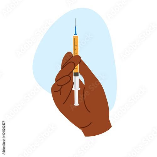 African american hand holding beauty treatment syringe for injection