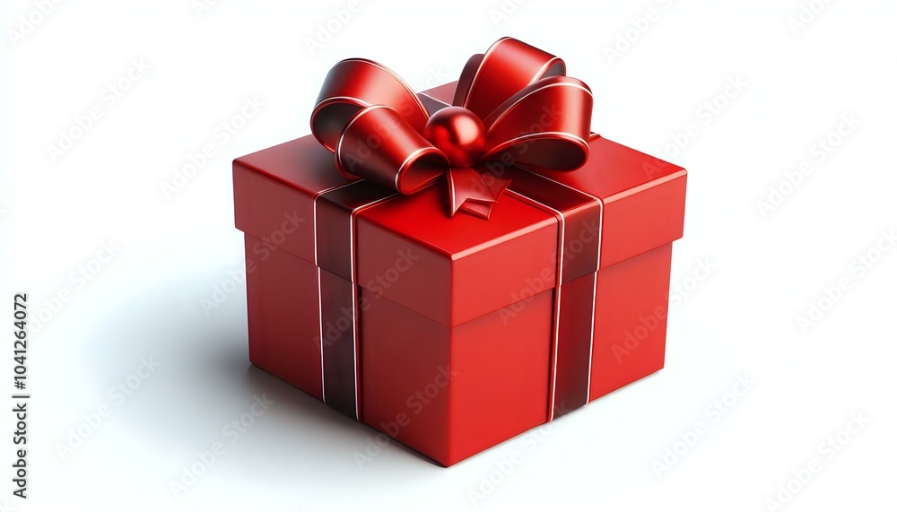 Fototapeta premium Elegant Red Gift Box with Ribbon Bow